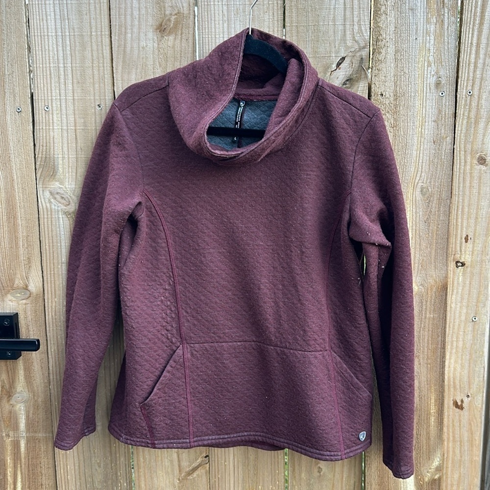 Kuhl Women's Athena Pullover Quilted Cowl Neck Sweater Wool Blend Sz Large Bin G